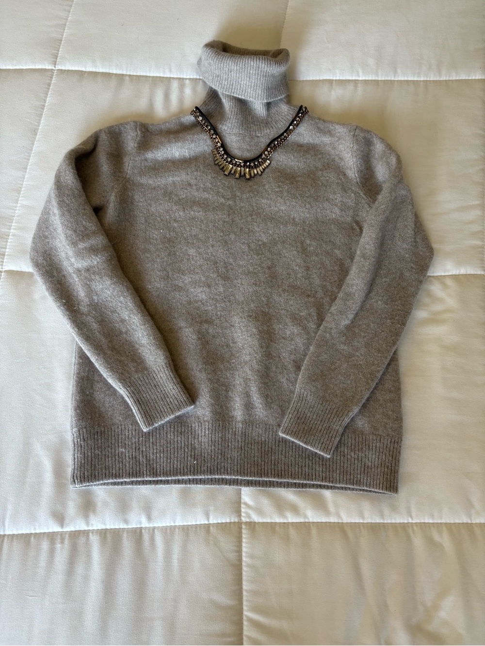 COS Taupe Turtleneck Cashmere Sweater